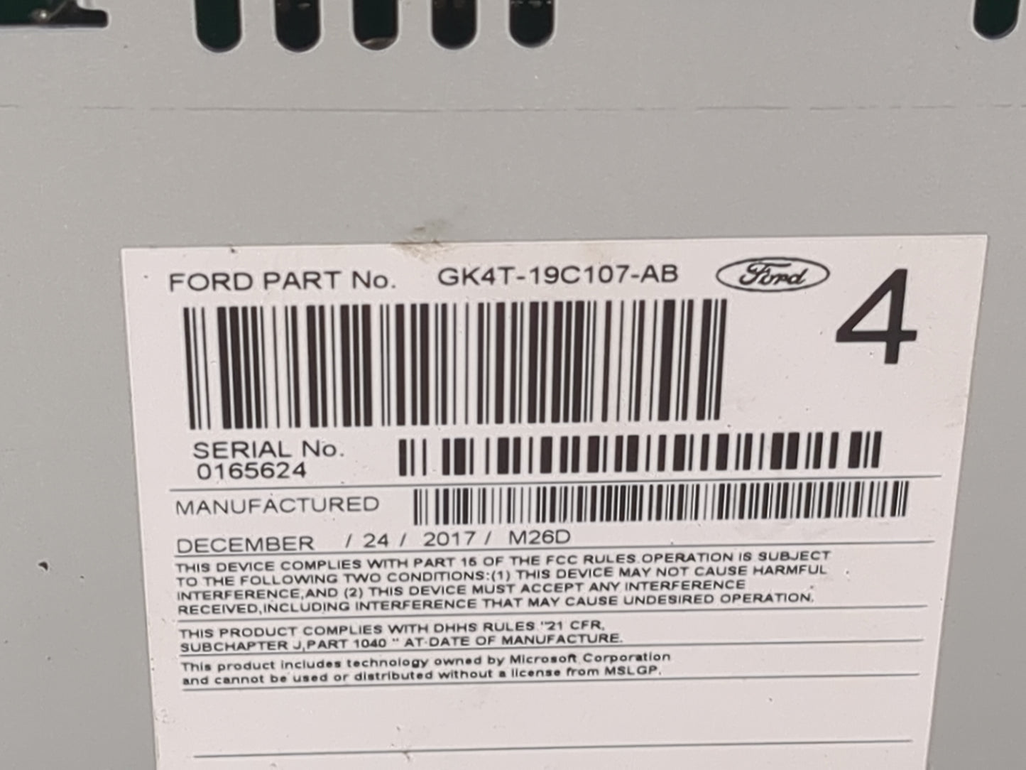 2018 Ford Transit 150 Radio AM FM Cd Player Receiver Replacement P/N:PU-3900V-G GK4T-19C107-AB Fits Fits 2017 2019 OEM Used