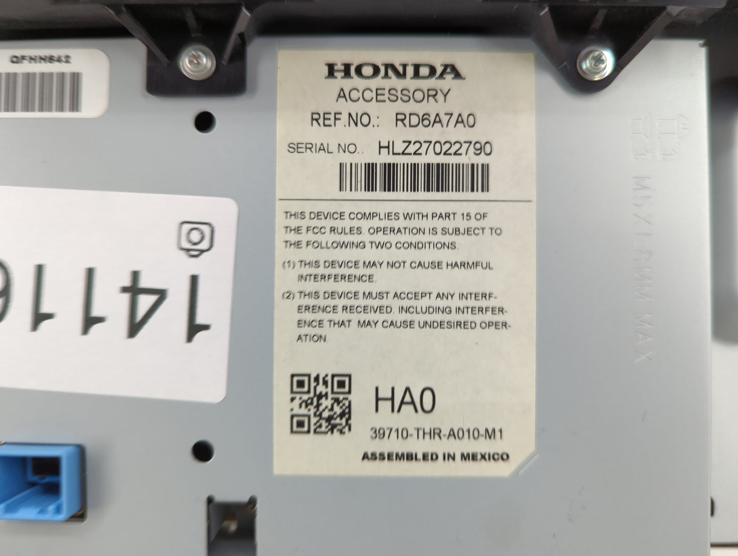2018 Honda Odyssey Radio AM FM Cd Player Receiver Replacement P/N:39710-THR-A010-M1 Fits OEM Used Auto Parts - Oemusedautopa