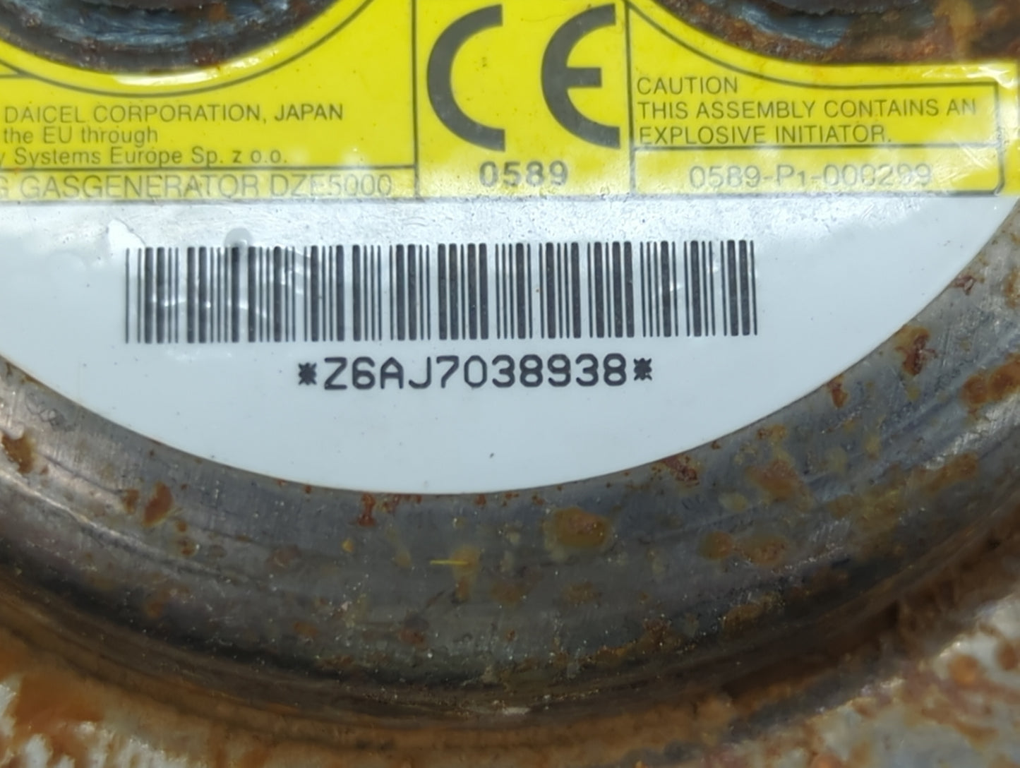 2018 Hyundai Elantra Air Bag Driver Left Steering Wheel Mounted P/N:Z6AJ7038938 0589-P1-000299, DZE5000 Fits OEM Used Auto P
