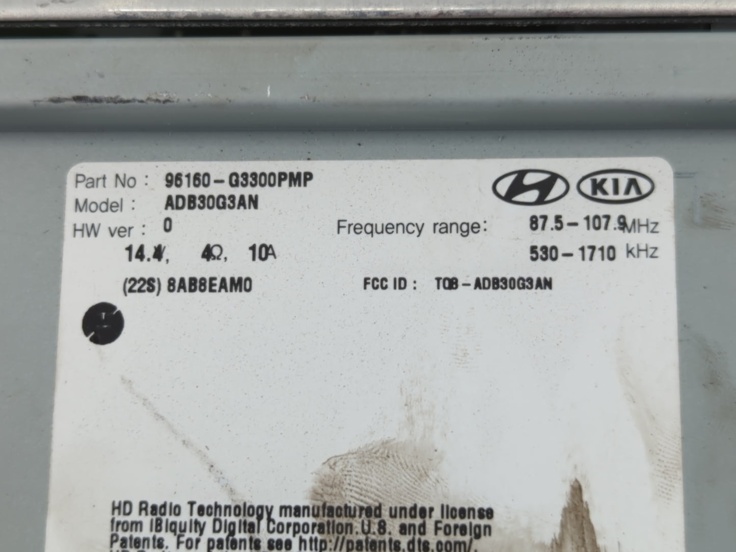 2018-2020 Hyundai Elantra Radio AM FM Cd Player Receiver Replacement P/N:96160-G3300PMP Fits Fits 2018 2019 2020 OEM Used Au