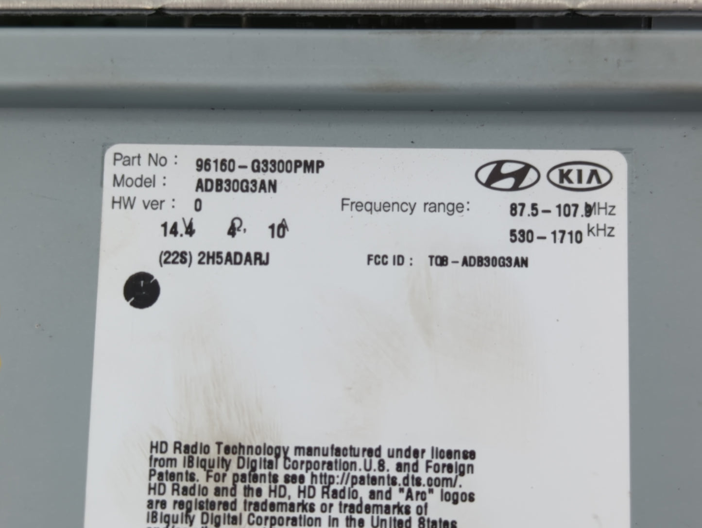 2018-2020 Hyundai Elantra Radio AM FM Cd Player Receiver Replacement P/N:96160-G3300PMP Fits Fits 2018 2019 2020 OEM Used Au