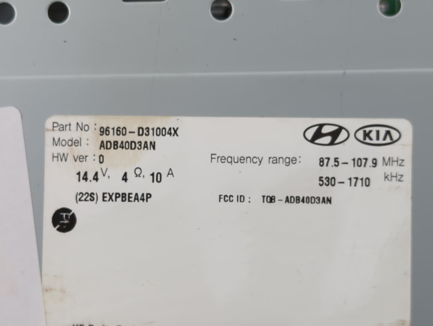 2018 Hyundai Tucson Radio AM FM Cd Player Receiver Replacement P/N:96160-D31004X Fits OEM Used Auto Parts - Oemusedautoparts