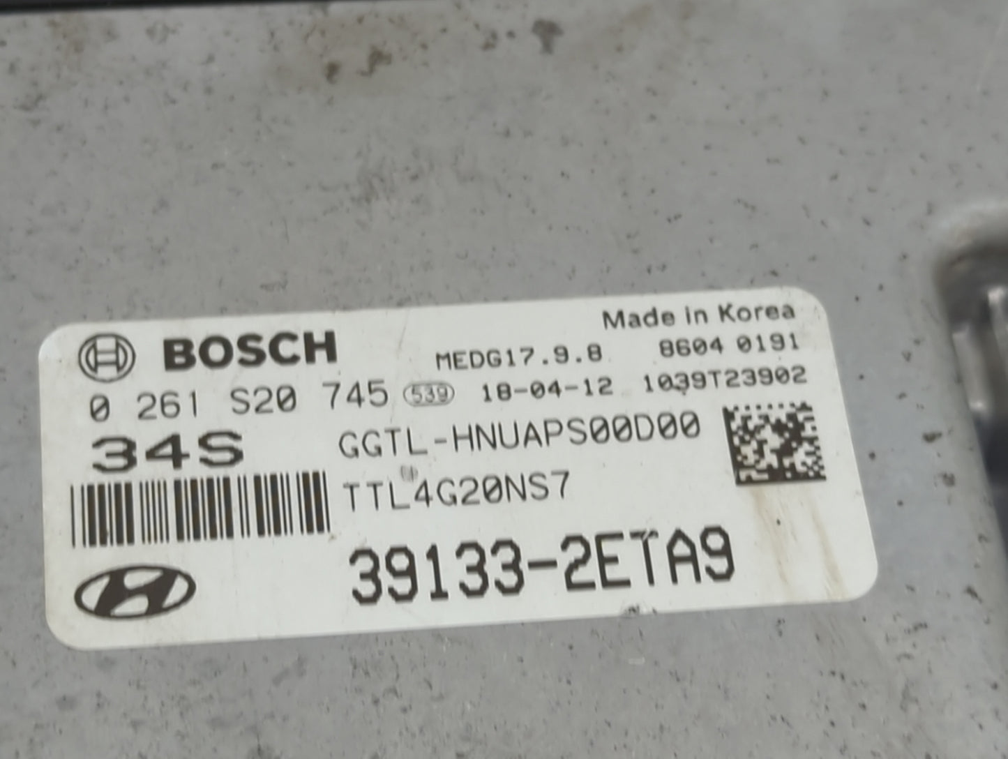 2016-2018 Hyundai Tucson PCM Engine Control Computer ECU ECM PCU OEM P/N:39133-2ETA9 0261S20745 Fits Fits 2016 2017 2018 OEM