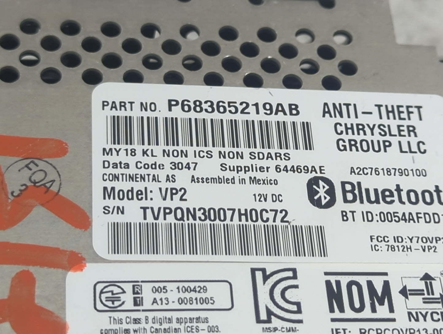 2018 Jeep Cherokee Radio AM FM Cd Player Receiver Replacement P/N:P68365219AB Y7OVP2, 7812H-VP2, VP2, A2C7618790100 Fits OEM