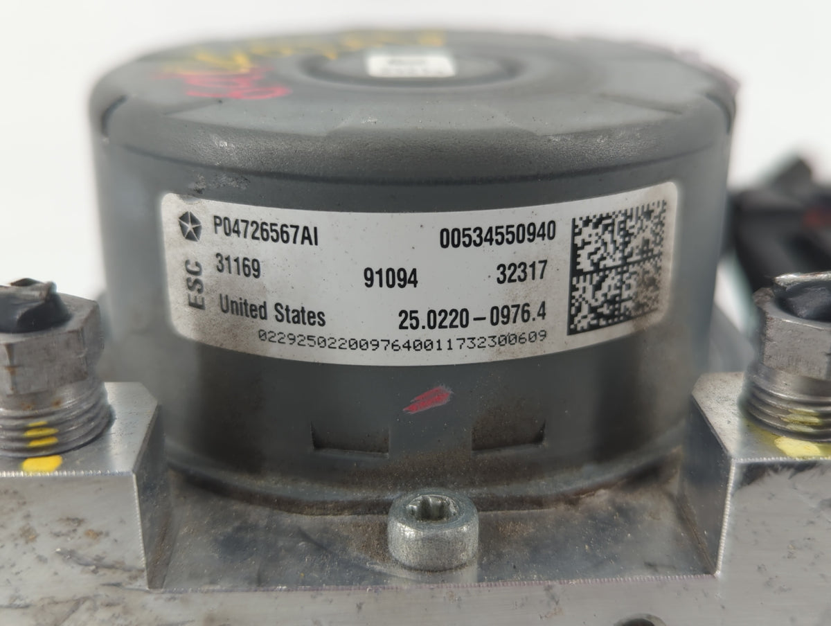 2017-2018 Jeep Compass Anti-Lock Brake ABS Pump Module Actuator OEM P/N:P04726567AI Fits Fits 2017 2018 OEM Used Auto Parts