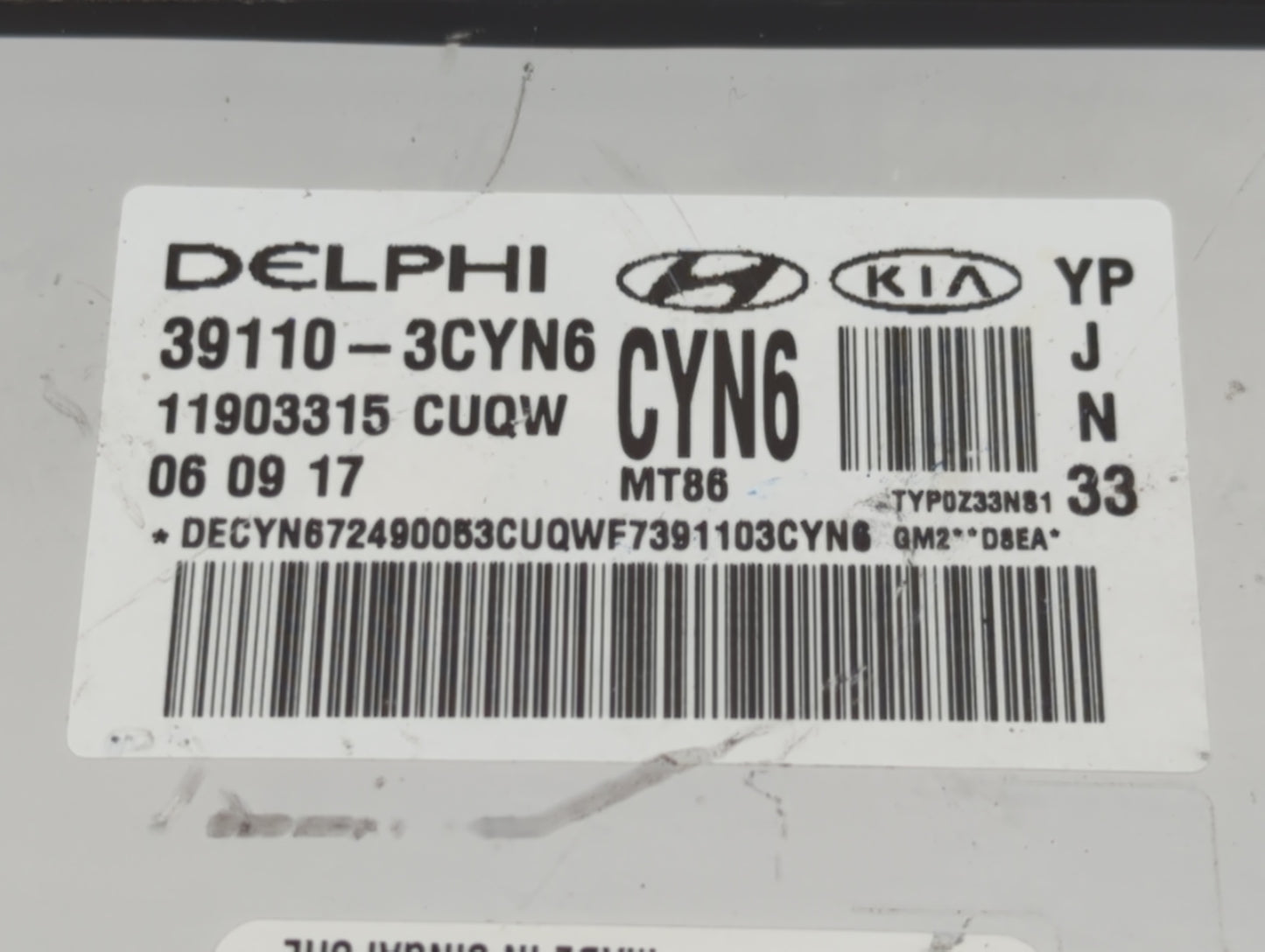 2017-2018 Kia Sedona PCM Engine Control Computer ECU ECM PCU OEM P/N:39110-3CYN6 Fits Fits 2017 2018 OEM Used Auto Parts - O
