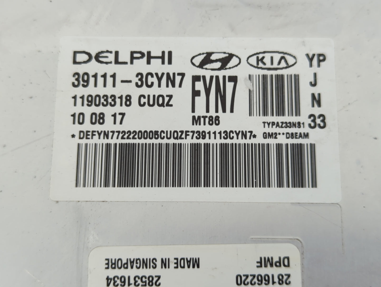2018 Kia Sedona PCM Engine Control Computer ECU ECM PCU OEM P/N:39111-3CYN7 Fits OEM Used Auto Parts - Oemusedautoparts1.com