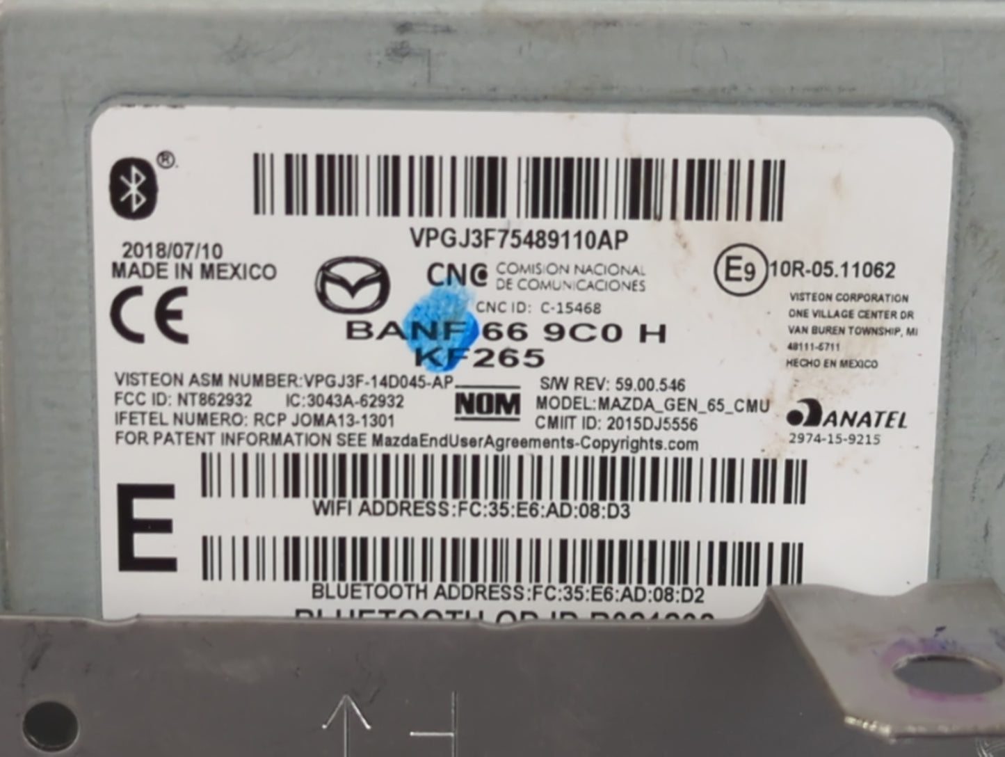 2018 Mazda 3 Radio AM FM Cd Player Receiver Replacement P/N:BANF 66 9C0 H Fits OEM Used Auto Parts - Oemusedautoparts1.com