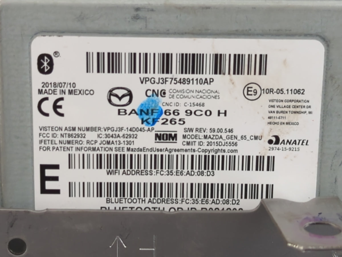 2018 Mazda 3 Radio AM FM Cd Player Receiver Replacement P/N:BANF 66 9C0 H Fits OEM Used Auto Parts - Oemusedautoparts1.com