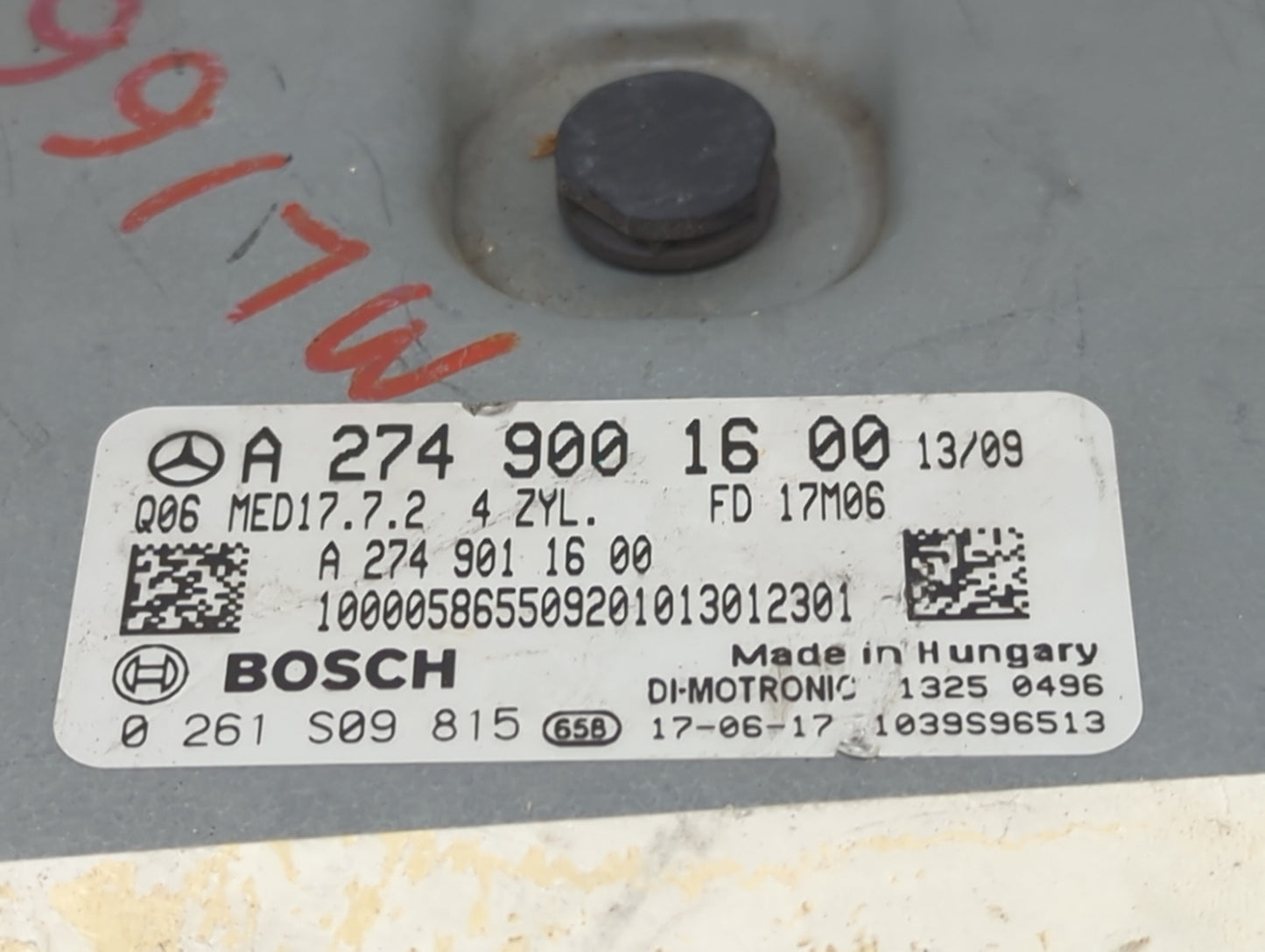 2017-2018 Mercedes-Benz C300 PCM Engine Control Computer ECU ECM PCU OEM P/N:A2749001600 A2749011600 Fits OEM Used Auto Part