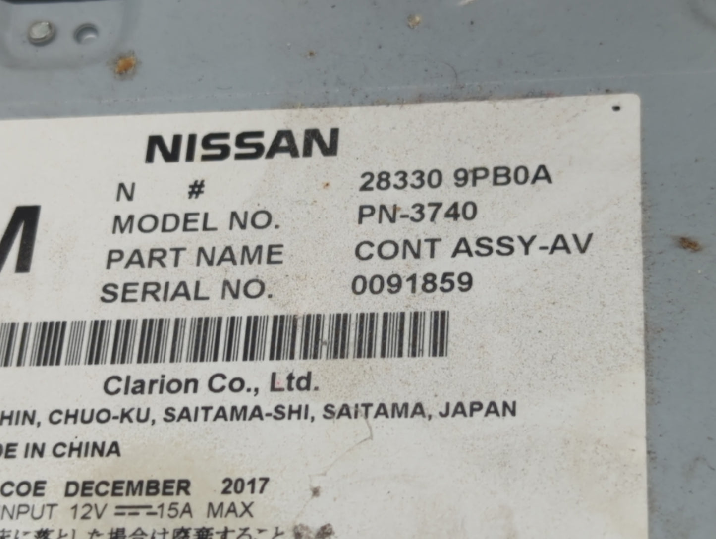 2017-2020 Nissan Pathfinder Radio AM FM Cd Player Receiver Replacement P/N:28330 9PB0A Fits Fits 2017 2018 2019 2020 OEM Use