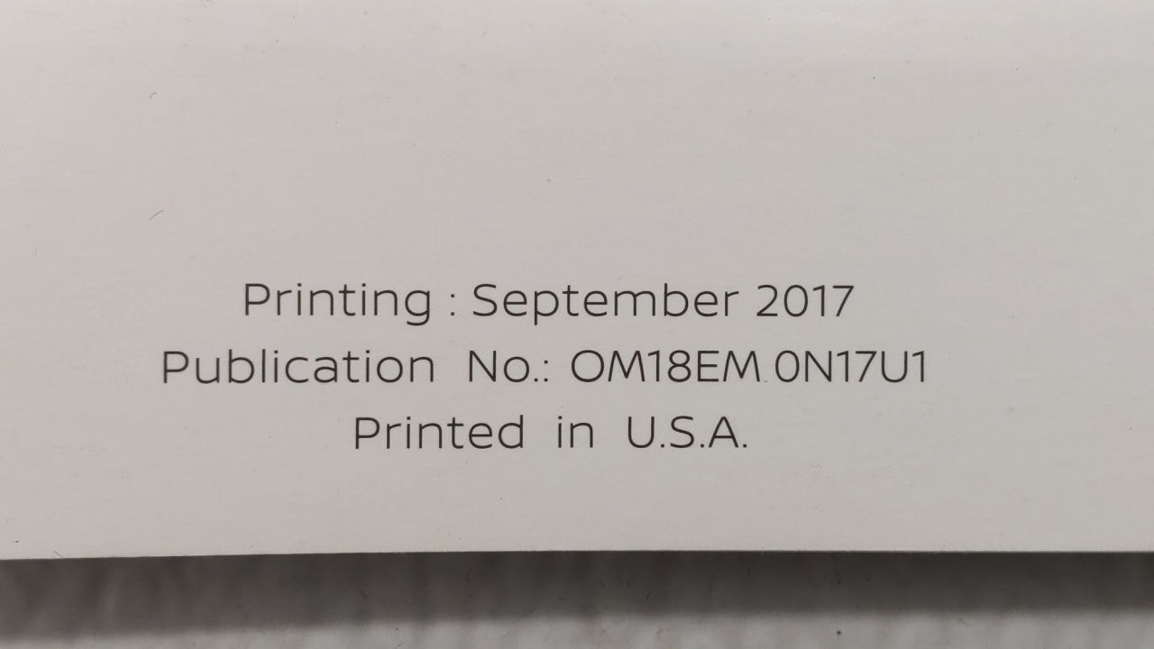 2018 Nissan Versa Owners Manual Book Guide OEM Used Auto Parts - Oemusedautoparts1.com