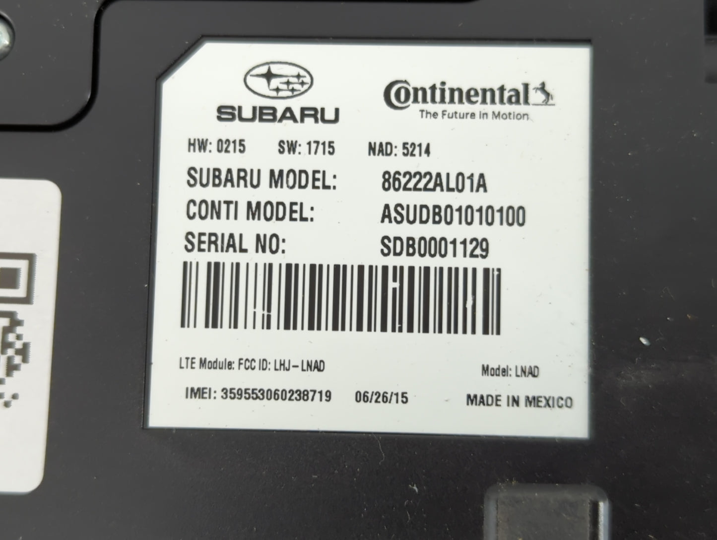 2016-2018 Subaru Legacy Telematics Control Module 86222al01a - Oemusedautoparts1.com