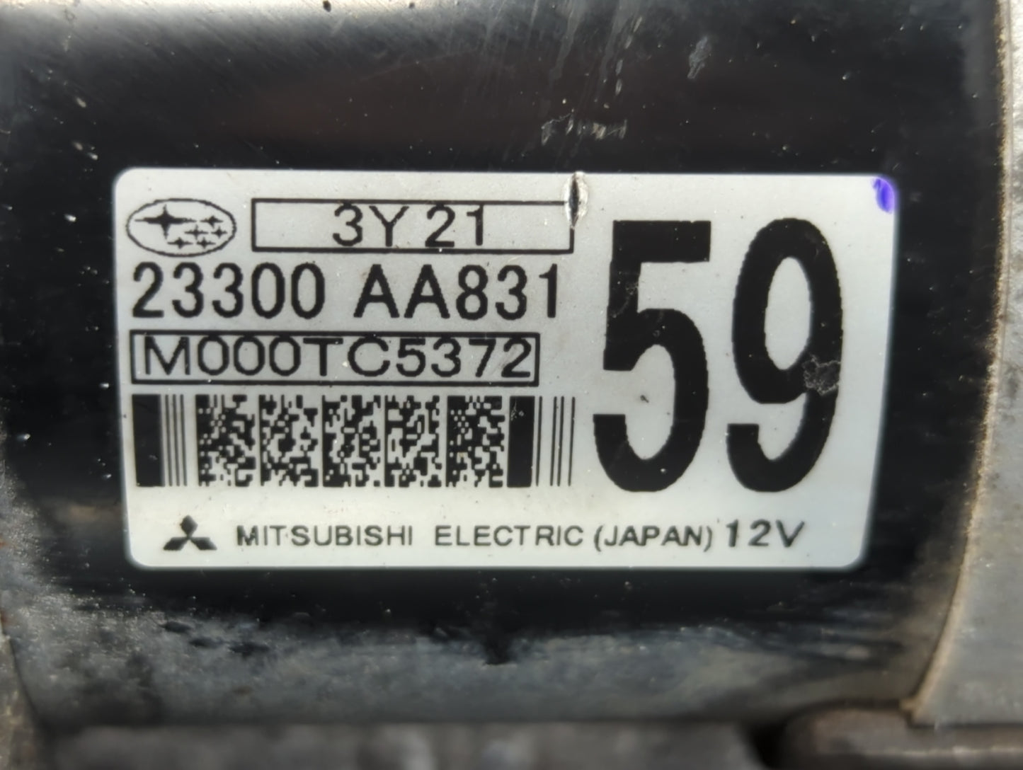 2018 Subaru Xv Car Starter Motor Solenoid OEM P/N:M000TC5372 23300 AA831 Fits OEM Used Auto Parts - Oemusedautoparts1.com