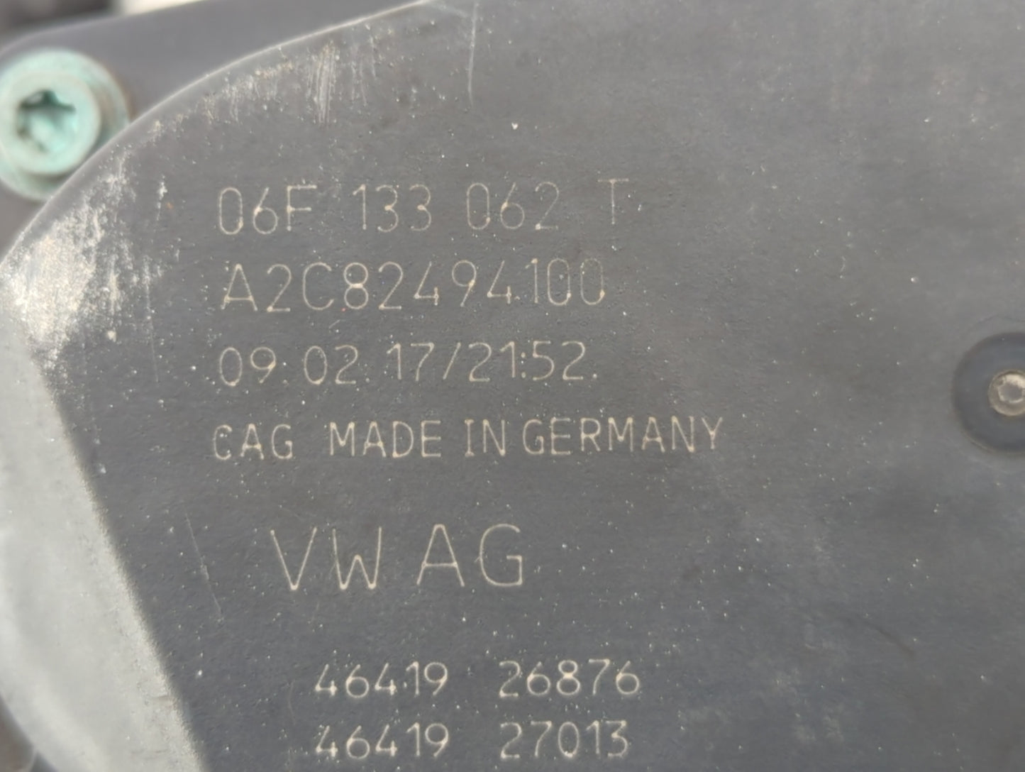 2006-2019 Volkswagen Gti Throttle Body P/N:06F 133 062 T Fits OEM Used Auto Parts - Oemusedautoparts1.com