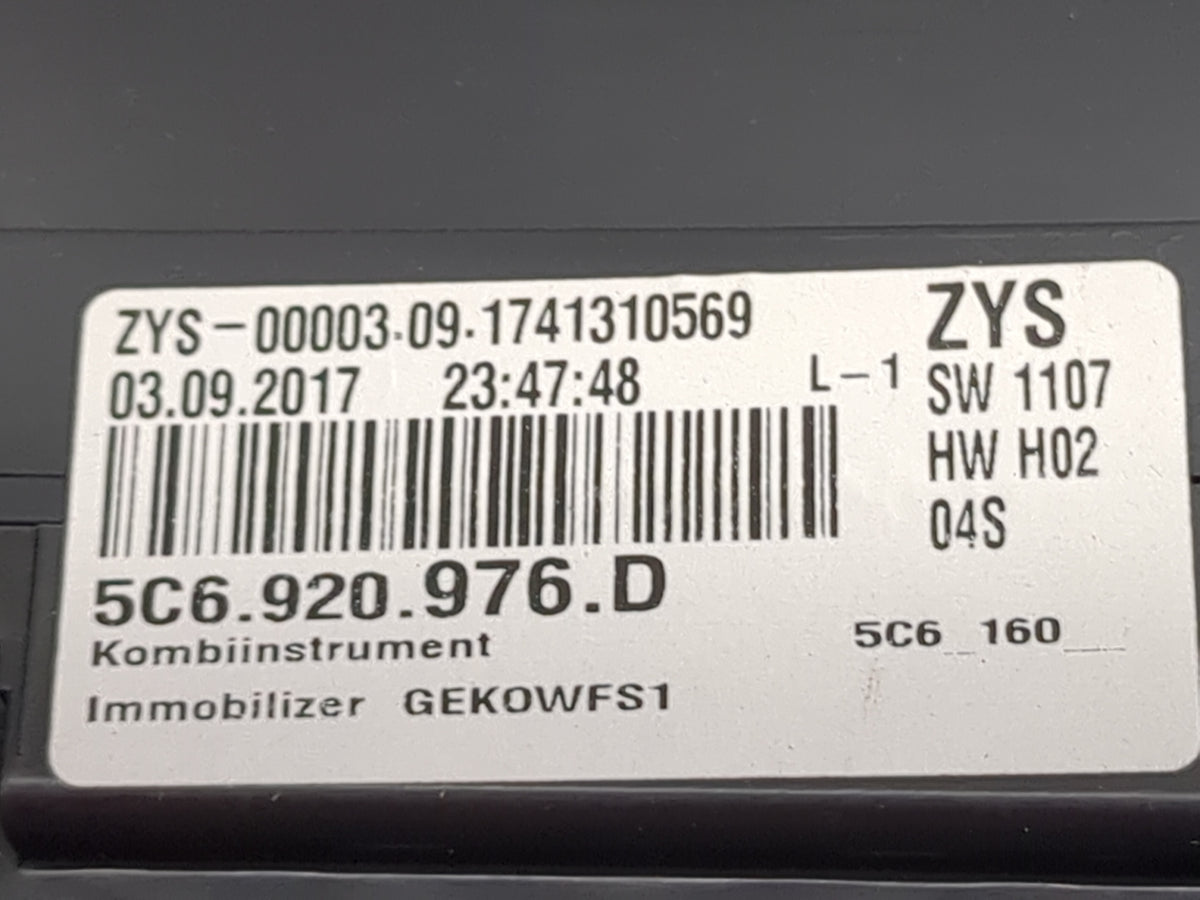 2015-2017 Volkswagen Jetta Instrument Cluster Speedometer Gauges P/N:5C6920976D 5C6.920.976.D Miles: Fits Fits 2015 2016 201