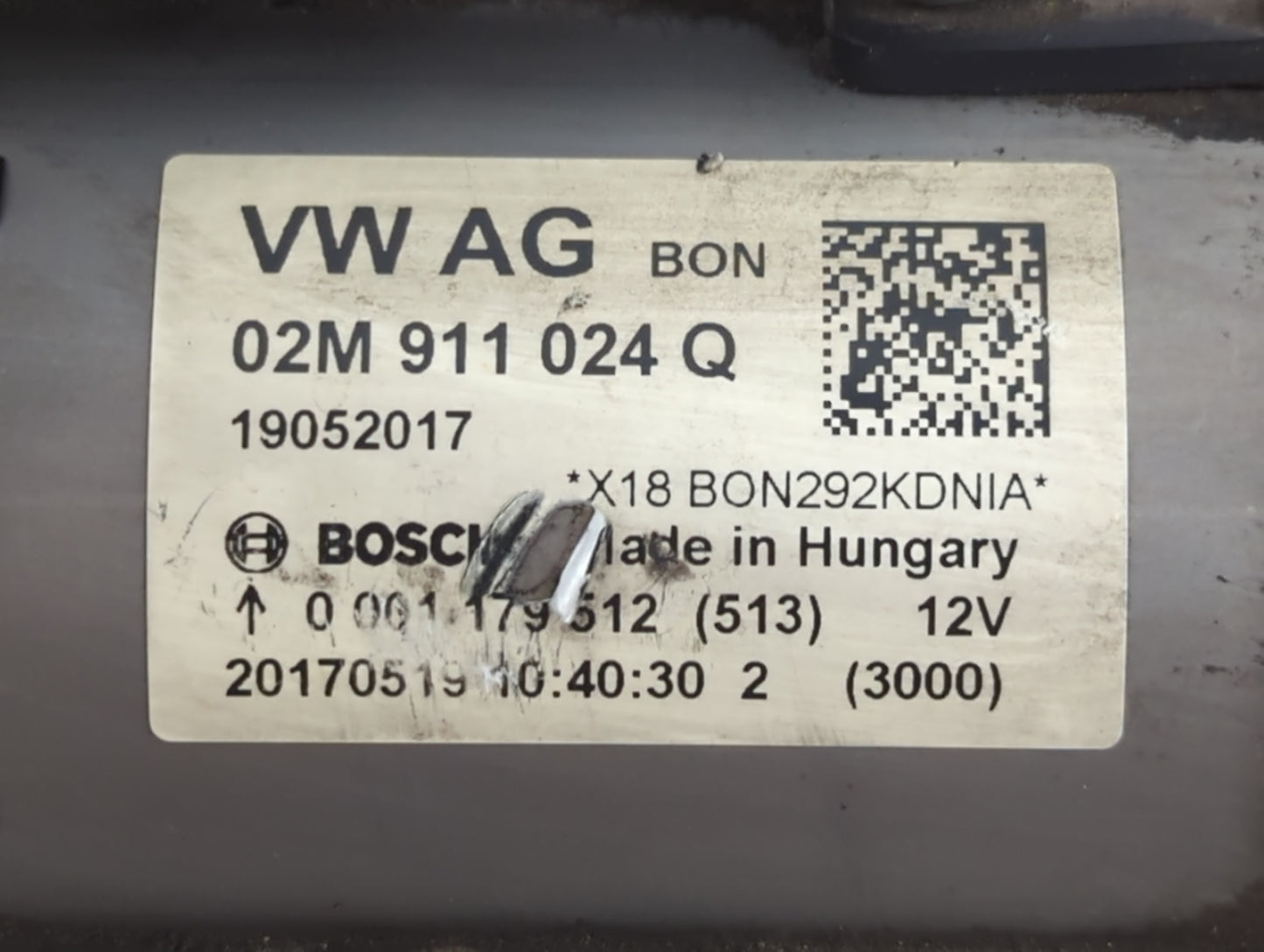 2018-2022 Volkswagen Tiguan Car Starter Motor Solenoid OEM P/N:02M 911 024 Q Fits Fits 2018 2019 2020 2021 2022 OEM Used Aut