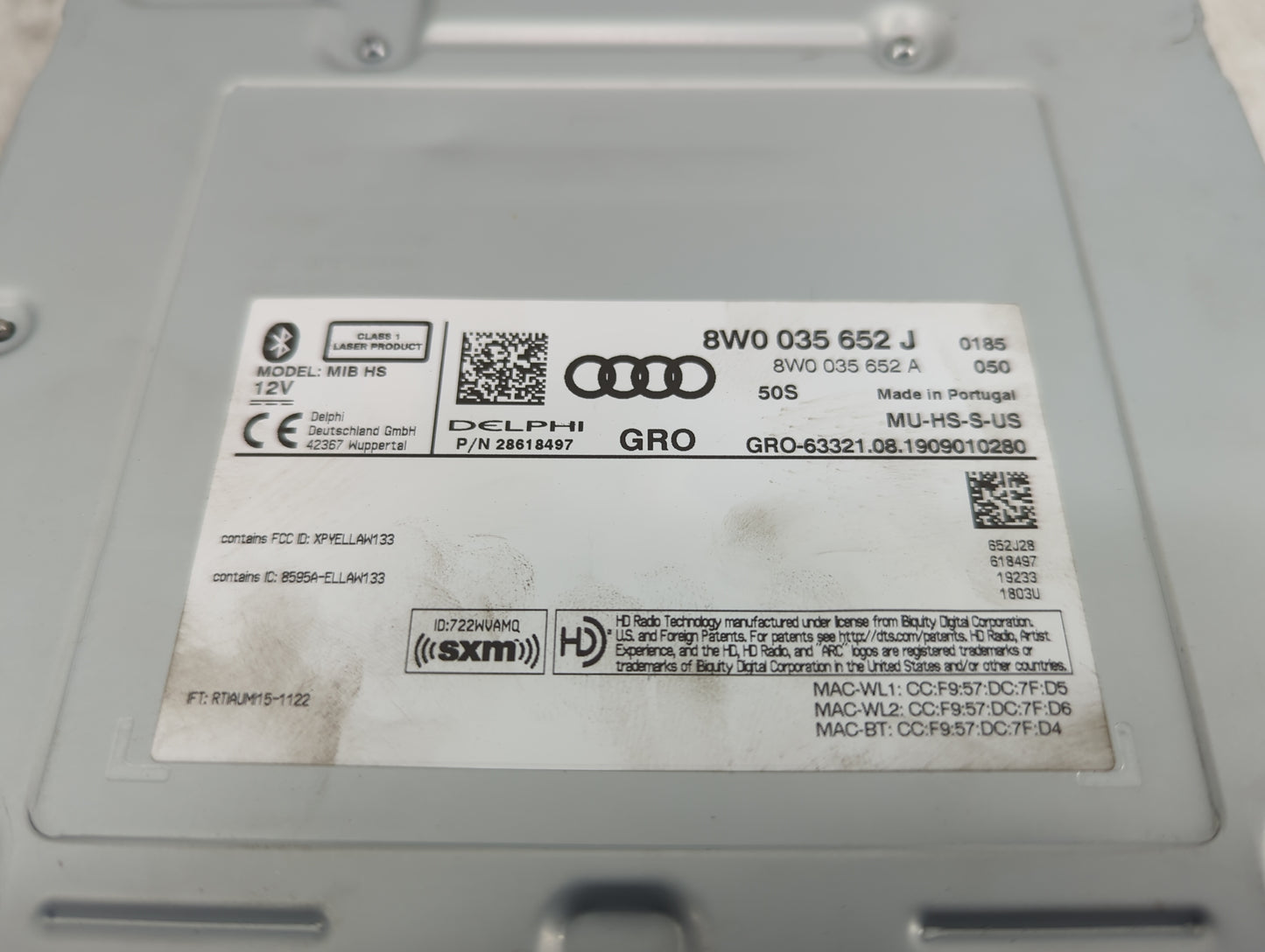 2017-2019 Audi A4 Radio AM FM Cd Player Receiver Replacement P/N:8W0035652J 8W0035652A, 28618497 Fits Fits 2017 2018 2019 20