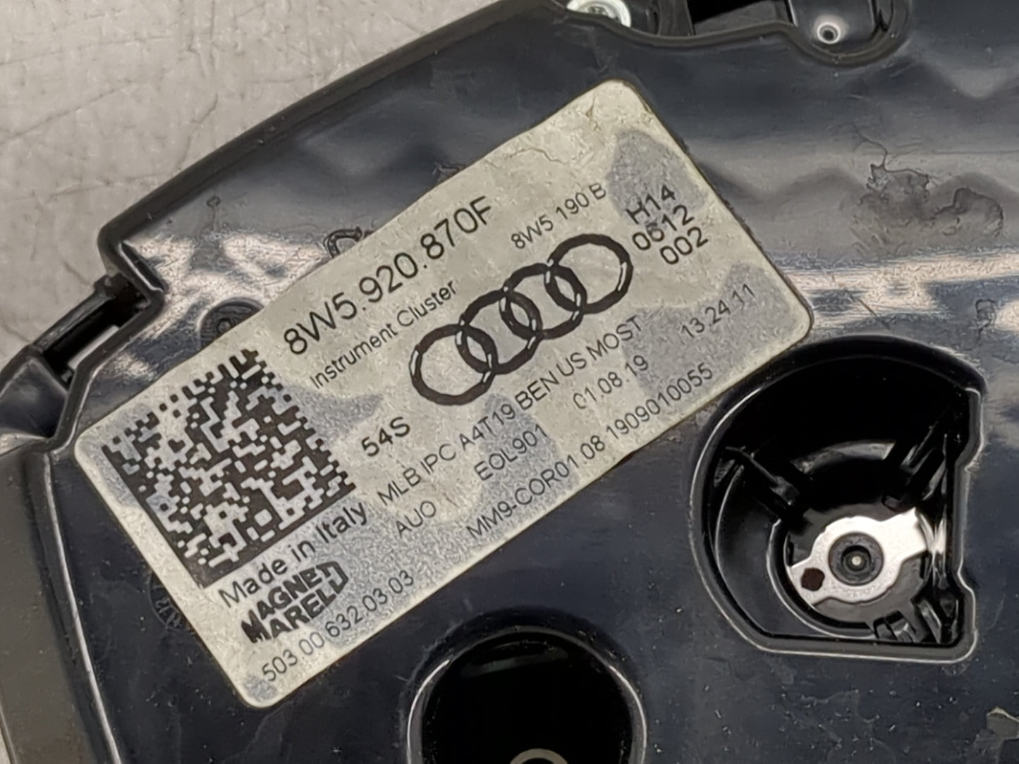 2019 Audi A4 Instrument Cluster Speedometer Gauges P/N:8W5920870F 8W5920870, 8W5190B Miles:109K Fits OEM Used Auto Parts - O