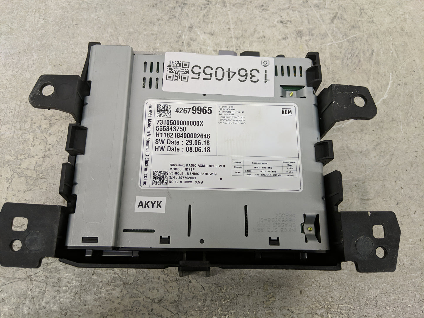 2019 Buick Regal Radio AM FM Cd Player Receiver Replacement P/N:42679965 Fits OEM Used Auto Parts - Oemusedautoparts1.com