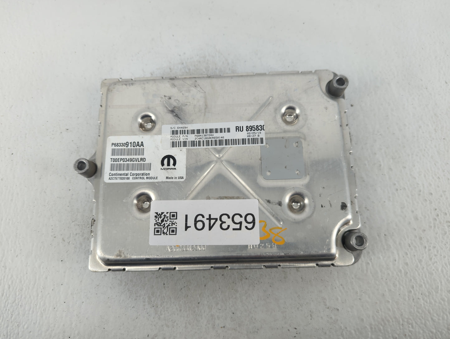 2018-2019 Chrysler Pacifica PCM Engine Control Computer ECU ECM PCU OEM P/N:P68330910AA Fits Fits 2018 2019 2020 OEM Used Au