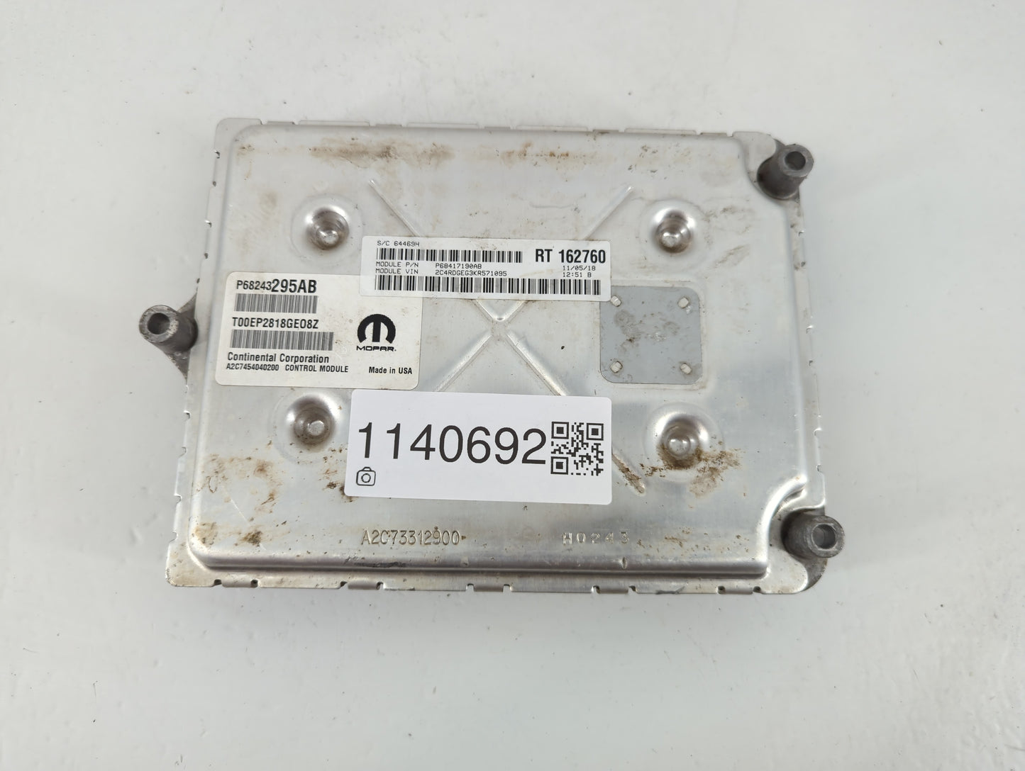 2019 Dodge Caravan PCM Engine Control Computer ECU ECM PCU OEM P/N:P68243295AB Fits Fits 2016 2017 2018 2020 OEM Used Auto P