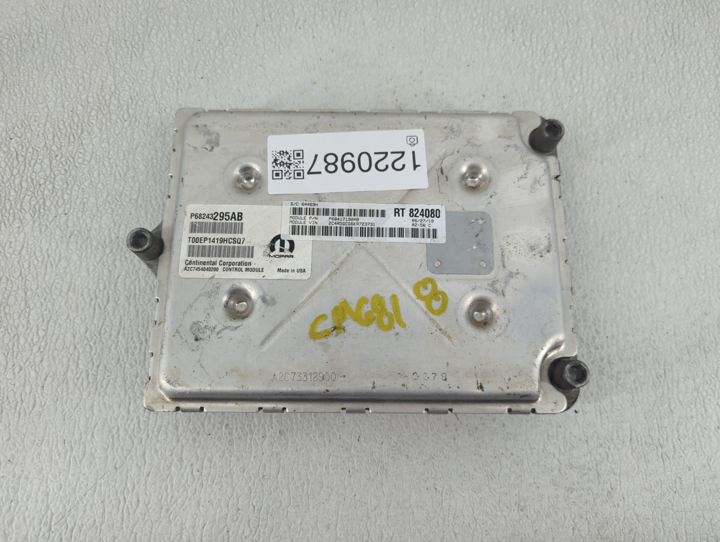 2019 Dodge Caravan PCM Engine Control Computer ECU ECM PCU OEM P/N:P68243295AB Fits Fits 2016 2017 2018 2020 OEM Used Auto P