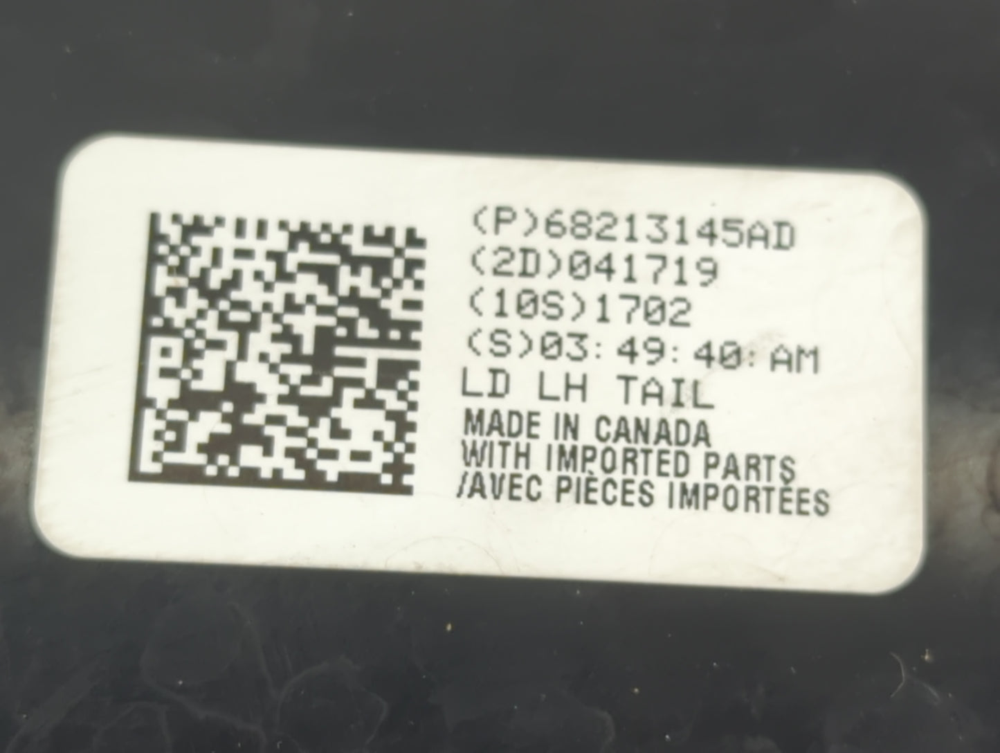 2015-2022 Dodge Charger Tail Light Assembly Driver Left OEM P/N:68213145AD 68213145AB Fits OEM Used Auto Parts - Oemusedauto