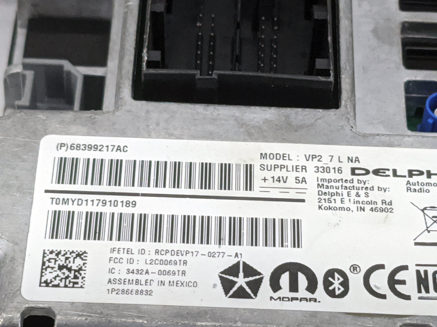 2018-2019 Dodge Charger Radio AM FM Cd Player Receiver Replacement P/N:68399217AC VP2_7 L NA, L2C0069TR Fits Fits 2018 2019