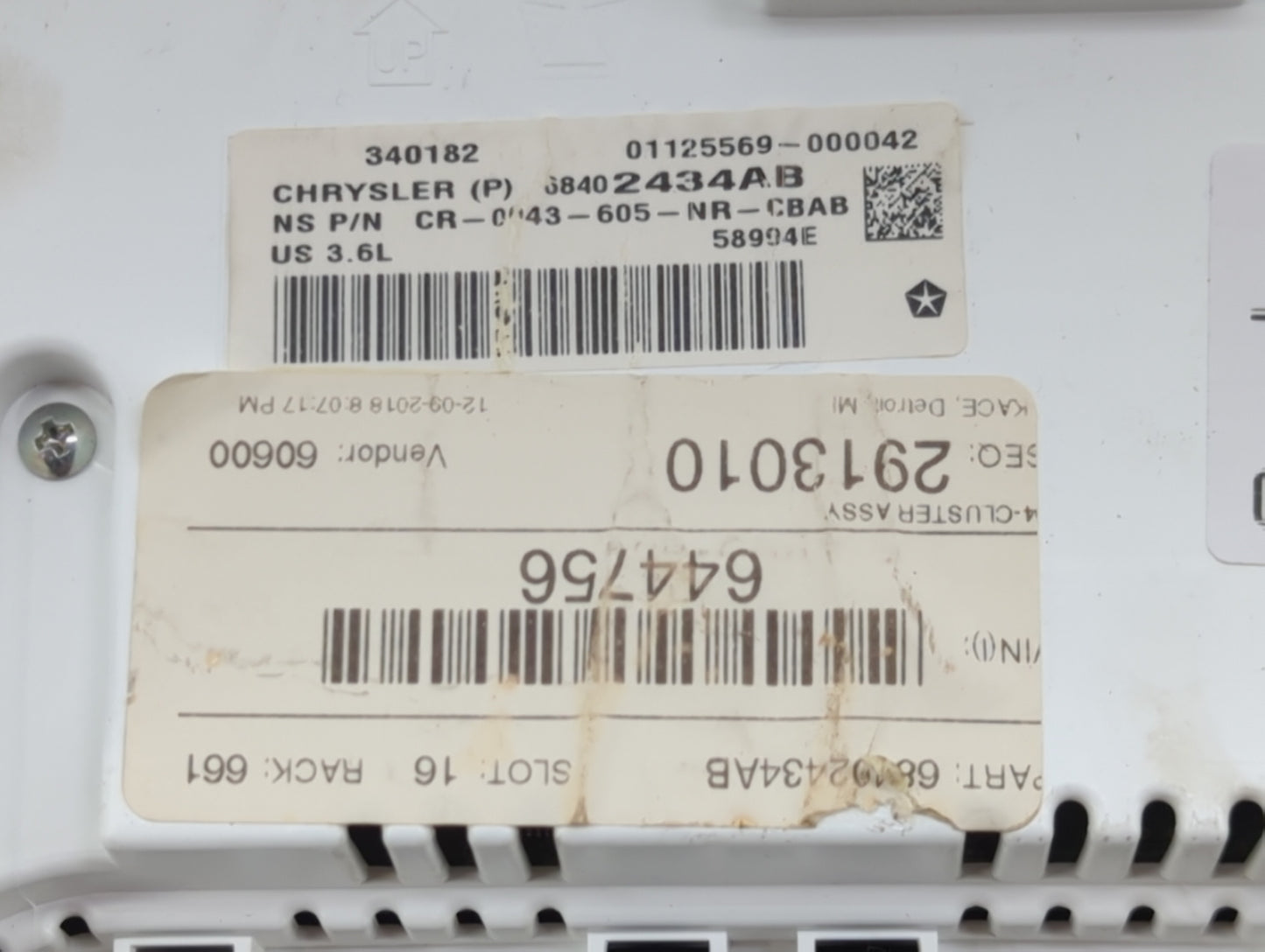 2019 Dodge Durango Instrument Cluster Speedometer Gauges P/N:68402434AB CR-0043-605-NR-CBAB Miles:146K Fits OEM Used Auto Pa