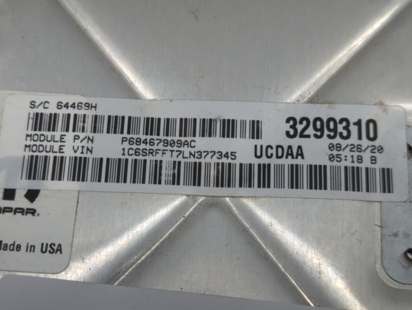 2019 Dodge Ram 1500 PCM Engine Control Computer ECU ECM PCU OEM P/N:68434933AA Fits OEM Used Auto Parts - Oemusedautoparts1.