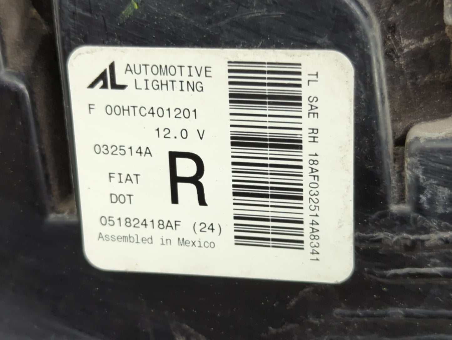 2019 Fiat 500 Tail Light Assembly Passenger Right OEM P/N:05182418AF Fits OEM Used Auto Parts - Oemusedautoparts1.com
