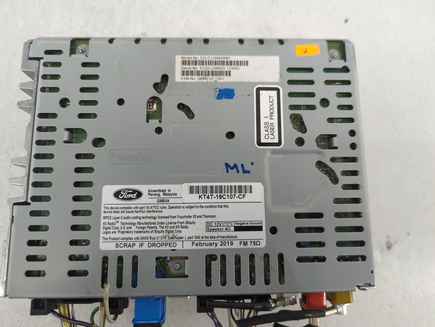 2019 Ford Edge Radio AM FM Cd Player Receiver Replacement P/N:KT4T-19C107-CF Fits OEM Used Auto Parts - Oemusedautoparts1.co