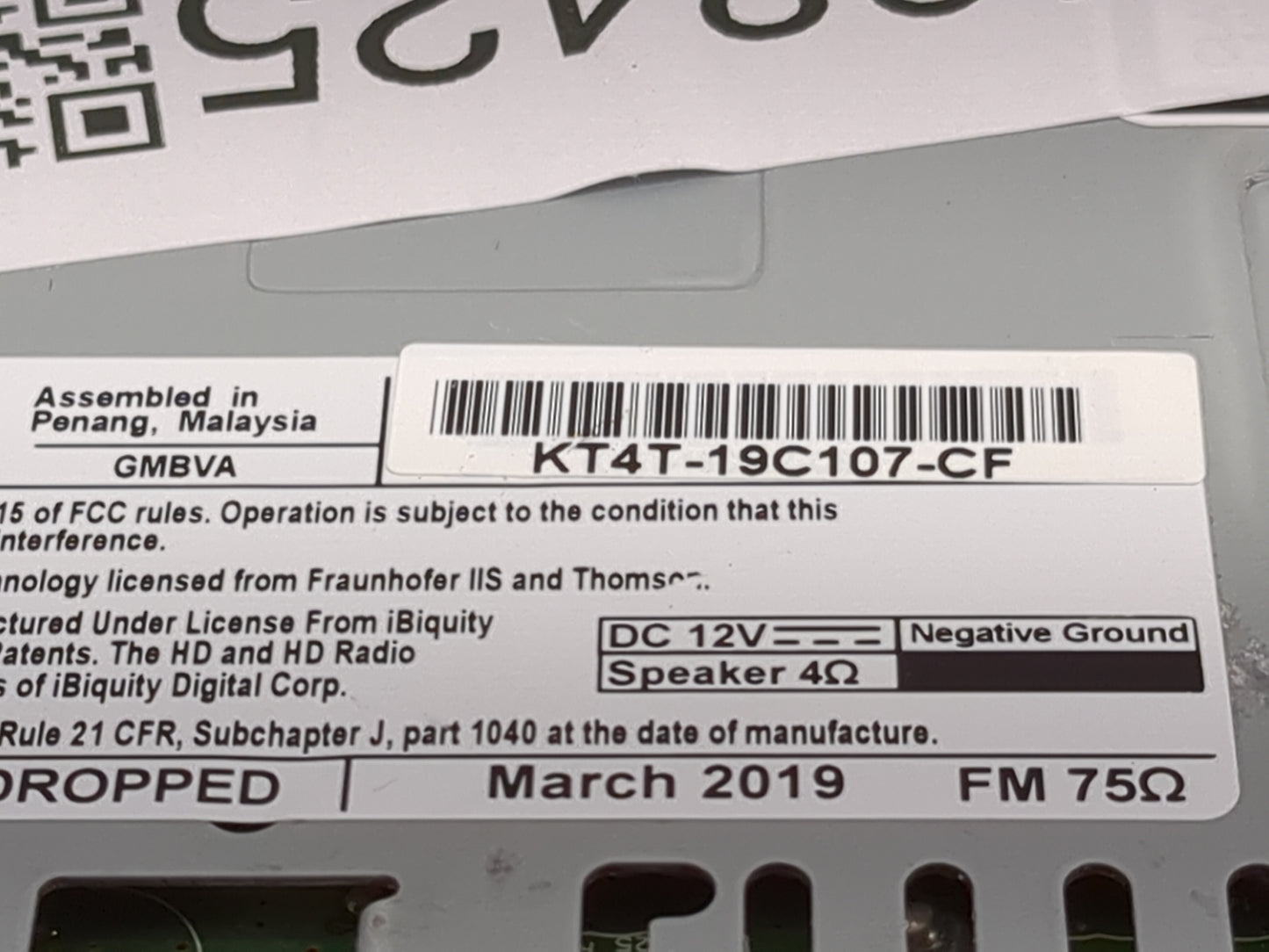 2019 Ford Edge Radio AM FM Cd Player Receiver Replacement P/N:KT4T-19C107-CF Fits OEM Used Auto Parts - Oemusedautoparts1.co
