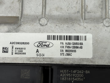 2019 Ford Escape PCM Engine Control Computer ECU ECM PCU OEM P/N:HU5T-14F262-BA Fits Fits 2020 OEM Used Auto Parts