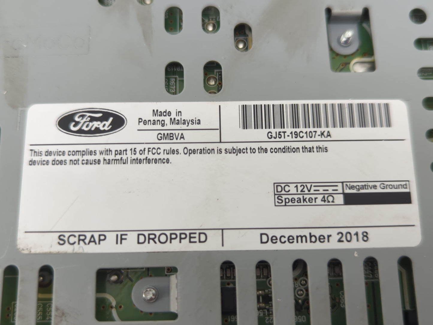 2019 Ford Escape Radio AM FM Cd Player Receiver Replacement P/N:GJ5T-19C107-KA Fits OEM Used Auto Parts - Oemusedautoparts1.