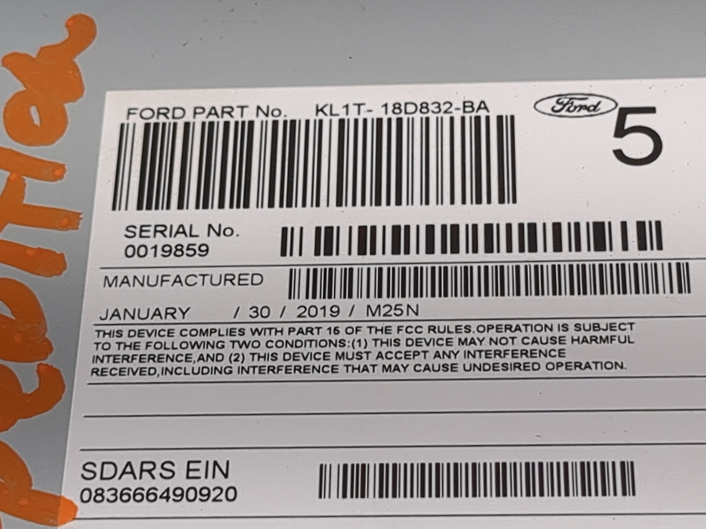 2019 Ford Expedition Radio AM FM Cd Player Receiver Replacement P/N:KL1T-18D832-BA RU-9567A-A Fits OEM Used Auto Parts - Oem