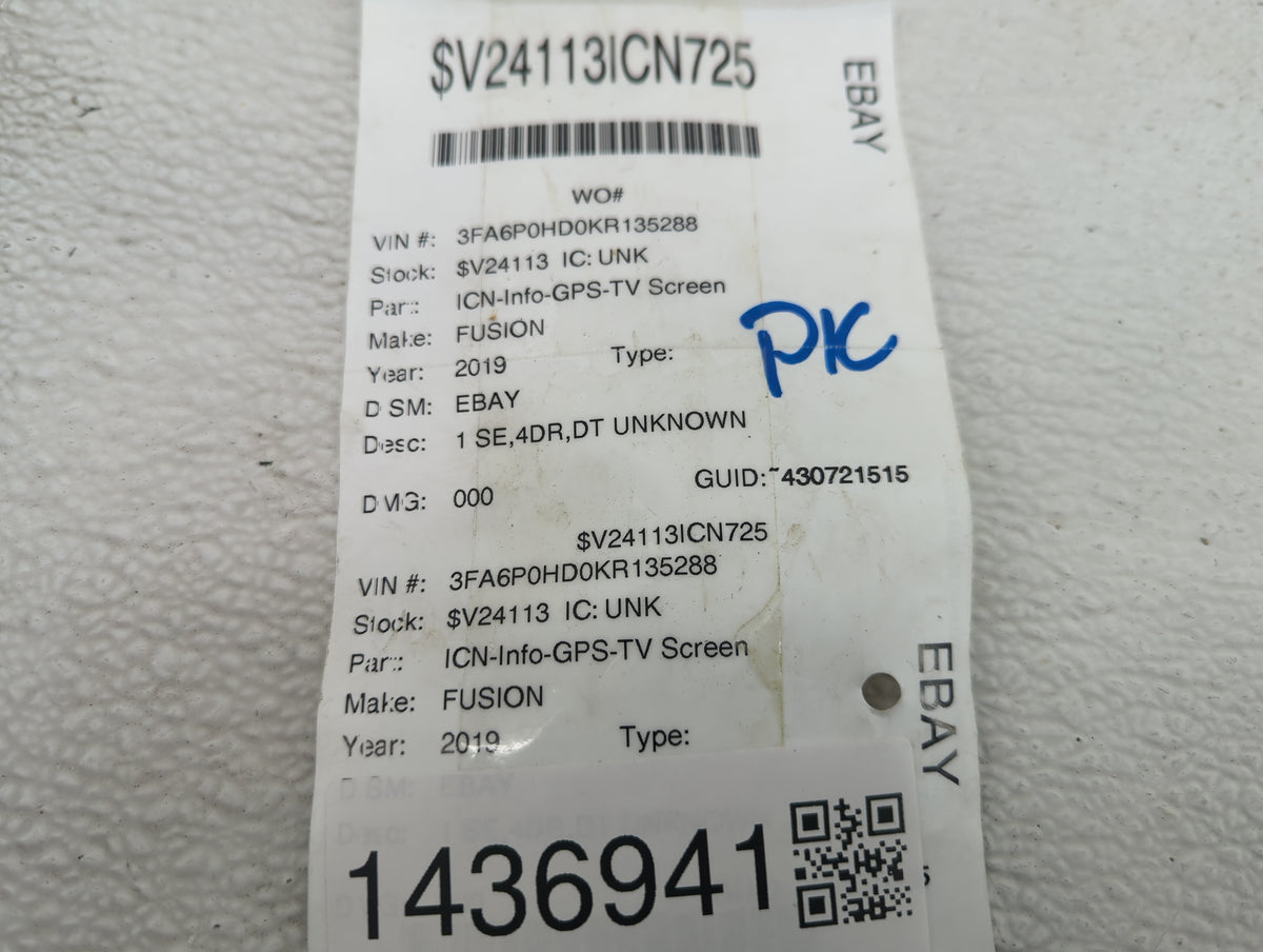 2019-2020 Ford Fusion Information Radio Display Screen 1436941 - Oemusedautoparts1.com
