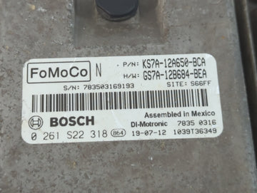 2017-2019 Ford Fusion PCM Engine Control Computer ECU ECM PCU OEM P/N:KS7A-12A650-BCA GS7A-12B684-BEA Fits Fits 2017 2018 2019 OEM Used Auto Parts