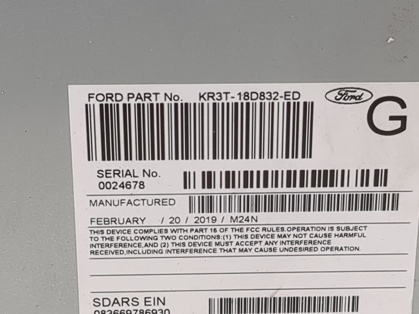 2019 Ford Mustang Radio AM FM Cd Player Receiver Replacement P/N:RU-751S-C KR3T-18D832-ED, S6YK3 Fits OEM Used Auto Parts -