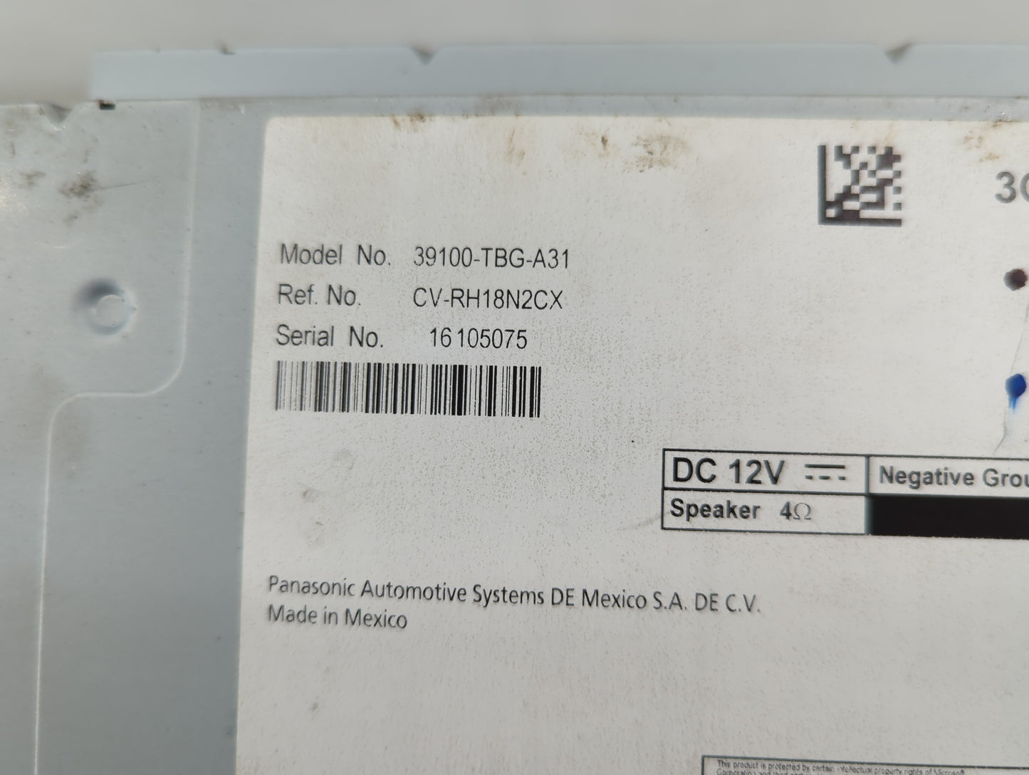 2019-2020 Honda Civic Radio AM FM Cd Player Receiver Replacement P/N:39100-TBG-A31 39100-TGG-A711-M1 Fits Fits 2019 2020 OEM