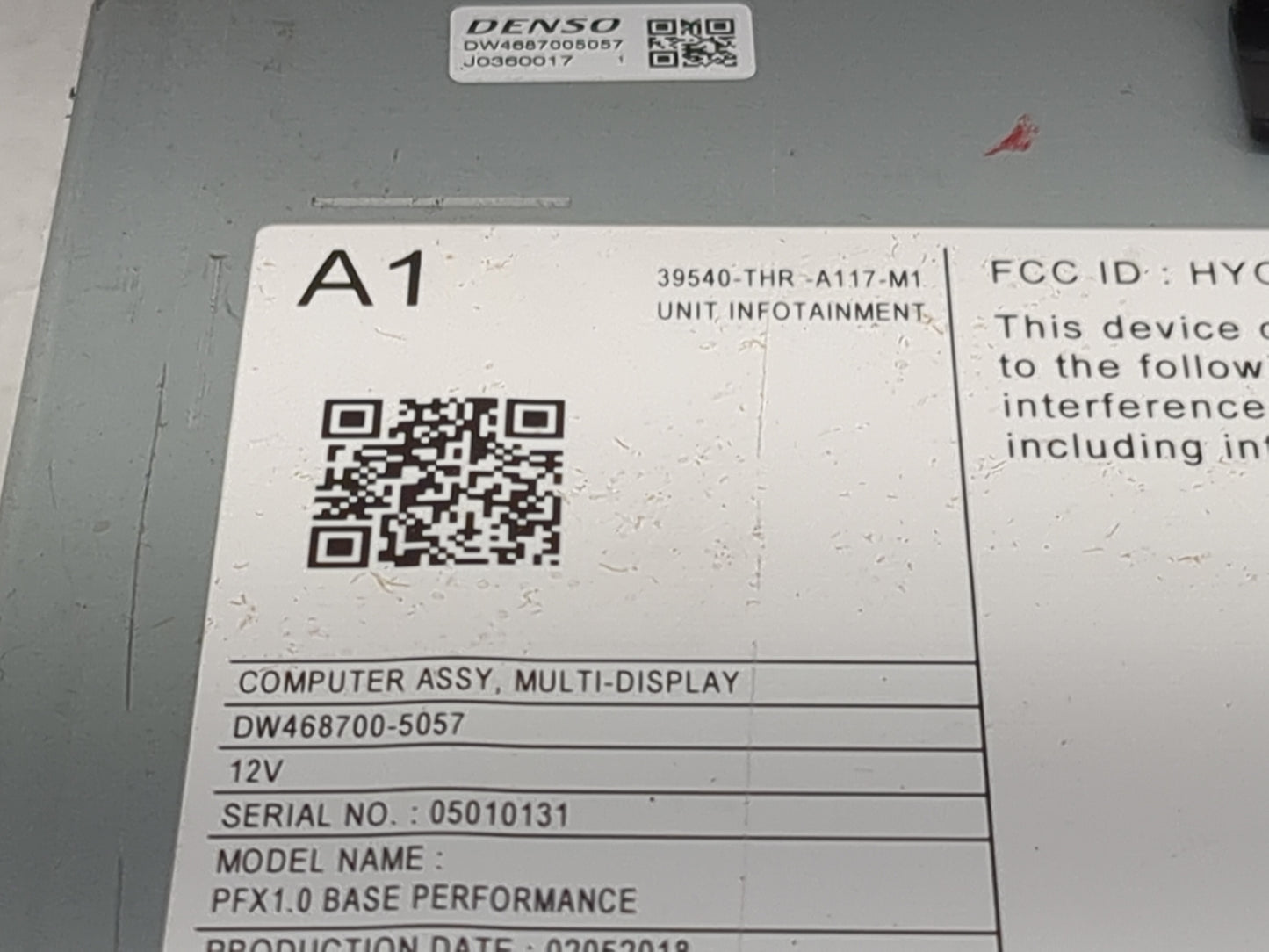 2019 Honda Odyssey Radio AM FM Cd Player Receiver Replacement P/N:39540-THR-A117-M1 DW468700-5057, DW4687005057 Fits OEM Use