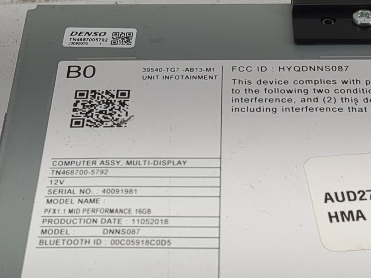 2019 Honda Pilot Radio AM FM Cd Player Receiver Replacement P/N:39540-TG7-AB13-M1 HYQDNNS087, TN468700-5792, DNNS087 Fits OE