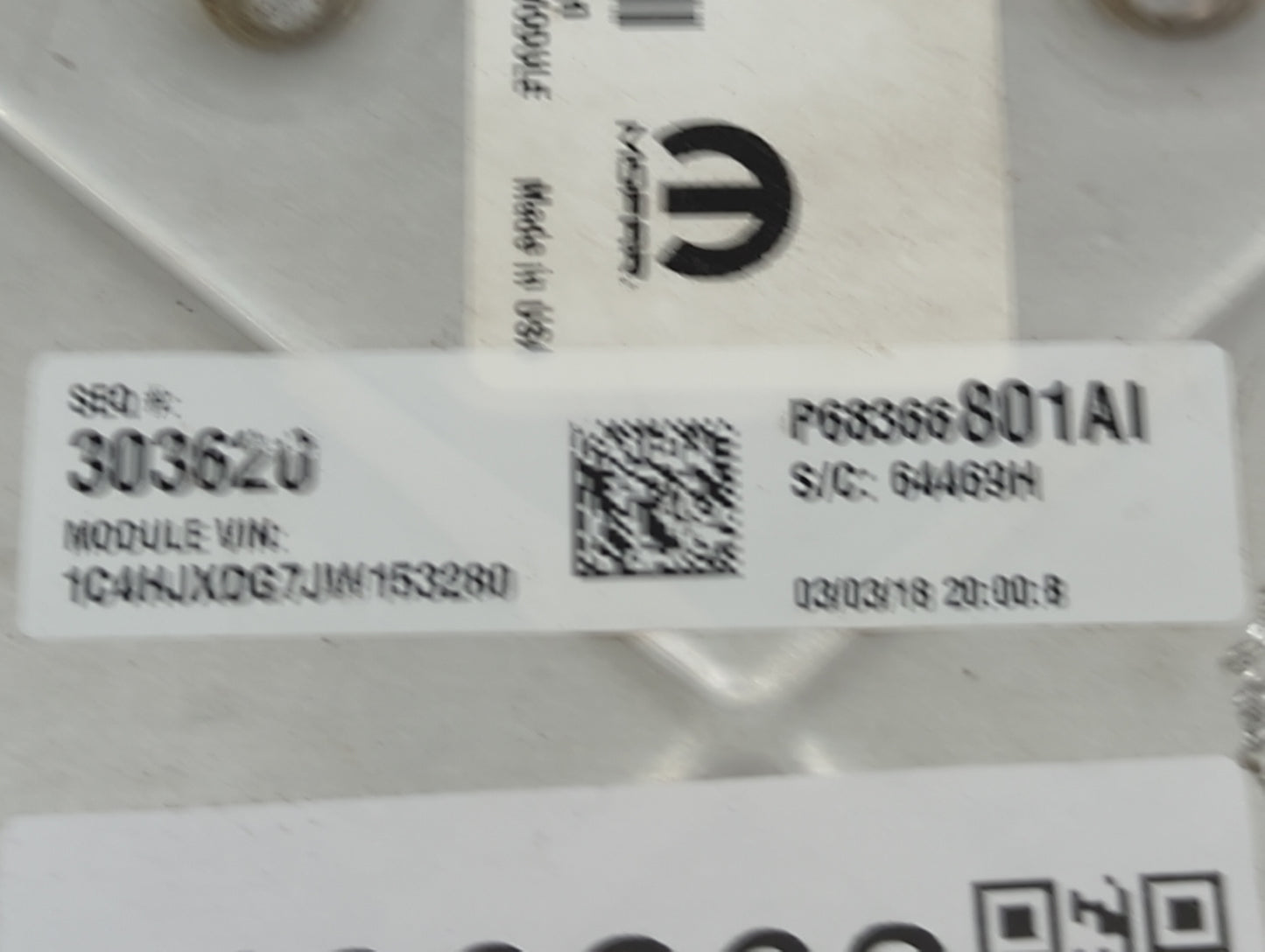 2018-2019 Jeep Wrangler PCM Engine Control Computer ECU ECM PCU OEM P/N:P68366801AI P68330909AA Fits Fits 2018 2019 OEM Used