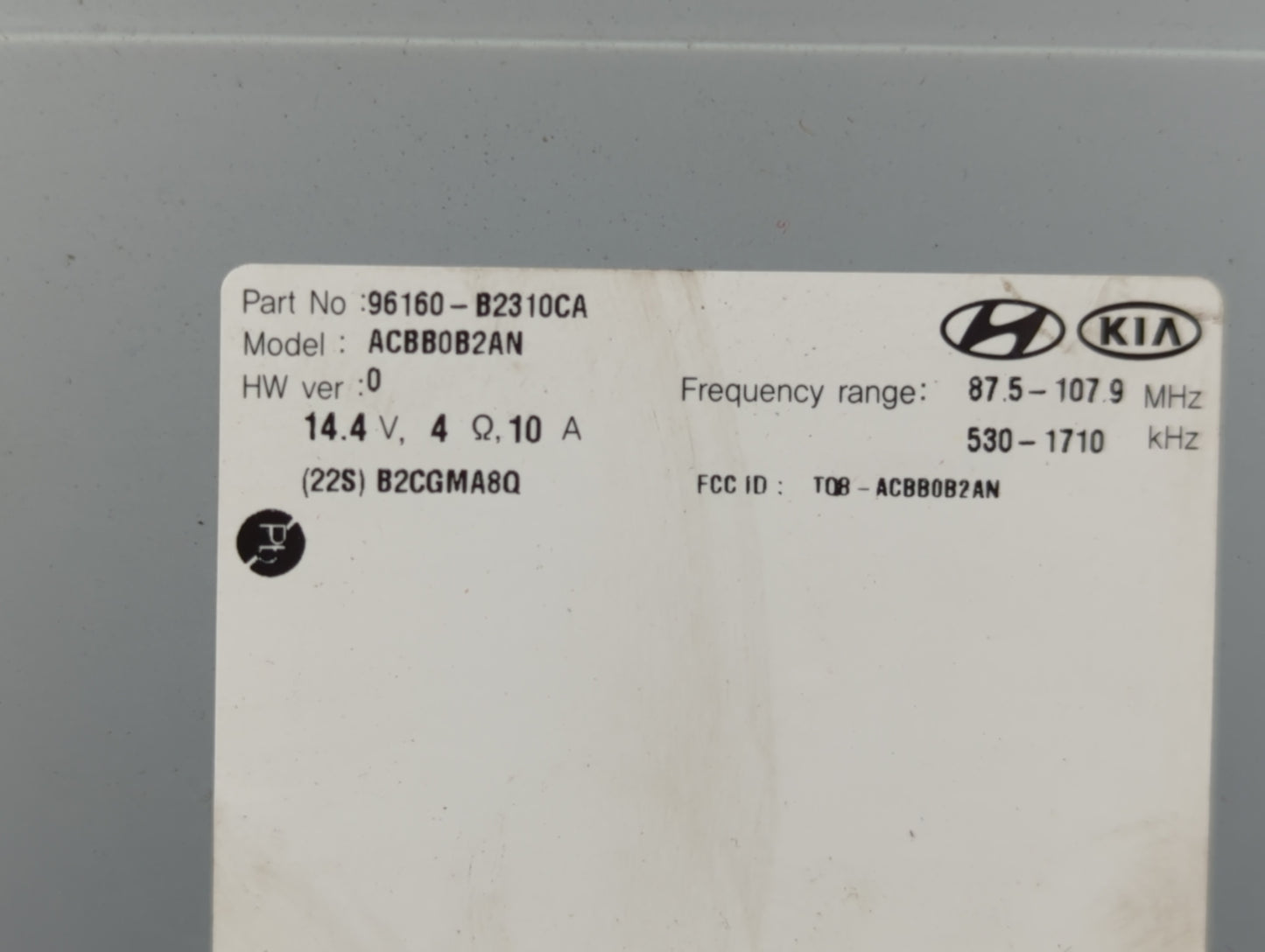 2017-2019 Kia Soul Radio AM FM Cd Player Receiver Replacement P/N:96160-B2310CA Fits Fits 2017 2018 2019 OEM Used Auto Parts
