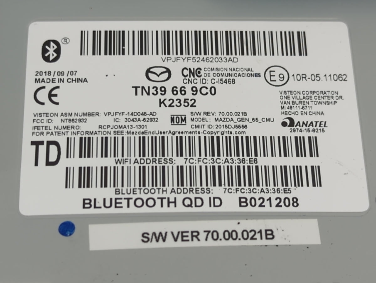 2019 Mazda Cx3 Information-gps-tv Control Module - Oemusedautoparts1.com