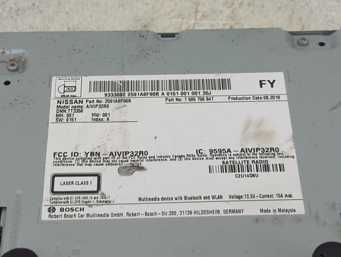 2018-2020 Nissan Rogue Radio AM FM Cd Player Receiver Replacement P/N:2591A8F90B 7505750847, AIVIP32R0 Fits Fits 2018 2019 2