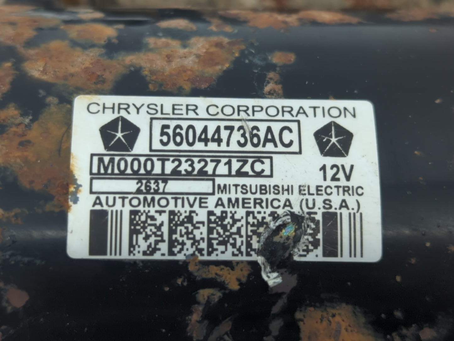 2019 Ram 1500 Car Starter Motor Solenoid OEM P/N:M000T23271ZC 56044736AC Fits OEM Used Auto Parts - Oemusedautoparts1.com