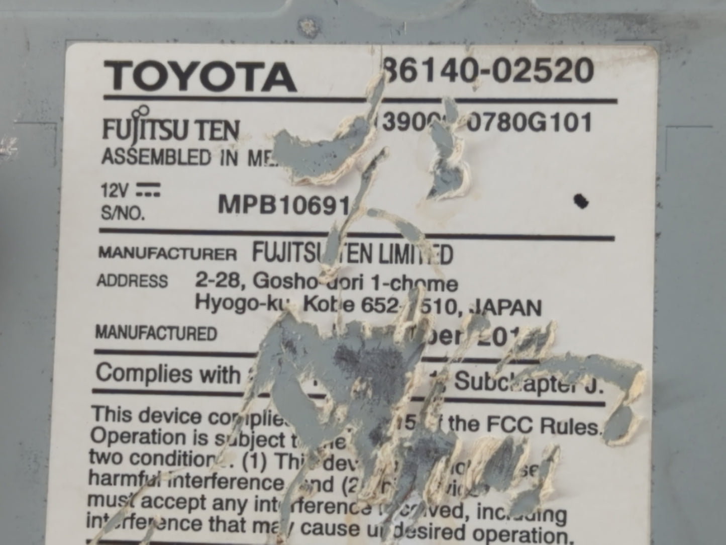 2017-2019 Toyota Corolla Radio AM FM Cd Player Receiver Replacement P/N:86140-02521 Fits Fits 2017 2018 2019 OEM Used Auto P