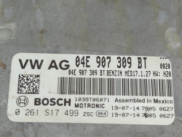 2019 Volkswagen Jetta PCM Engine Control Computer ECU ECM PCU OEM P/N:04E907309BT 0261S17499, 1039T06071 Fits OEM Used Auto Parts